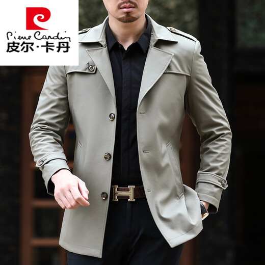 Pierre Cardin light luxury high-end autumn new windbreaker men's short style trendy middle-aged autumn business casual mid-length coat thin knitted 8810 black mid-length 170/M (90-120Jin Jin is equal to 0.5 kg)