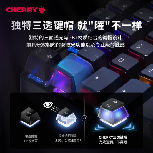 CHERRY 樱桃MX8.2 Xaga机械键盘曜石无线三模蓝牙耿鬼键盘限定游戏电竞RGB光效三透PBT键帽情人节礼物 Xaga-星云 银轴 送军火箱