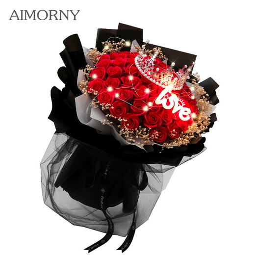 AIMORNY 52 roses eternal soap flowers delivered in the same city for New Year, Valentine's Day and birthday gifts for girlfriend other than flowers