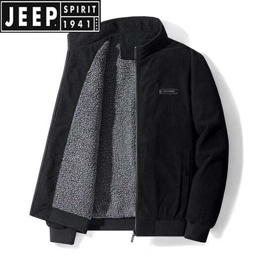 
JEEP SPIRIT winter corduroy cotton coat men's new style lamb velvet jacket winter top plus velvet thickened large size cotton coat men military green [hot-selling style] 2XL 125-140Jin [Jin equals 0.5 kg]