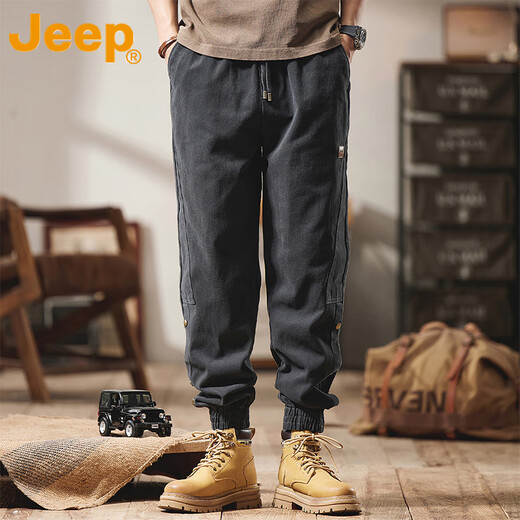 吉普（JEEP）潮流美式工装裤男款2025新款春季款宽松高端百搭哈伦休闲束脚裤子