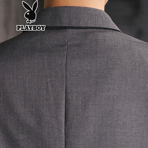 Playboy suit men's slim professional suit blazer casual suit wedding best man groom suit groom suit one button black single suit (send shirt) XL