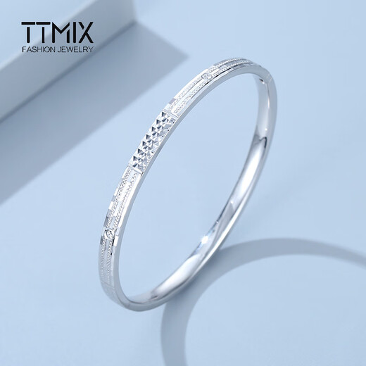 TTMIX Explosive Platinum Bracelet Women's pt950 Platinum Bracelet Concubine Bracelet Authentic Oval Concealed Buckle Bracelet 60mm Weight 18.19g Width 4.5mm