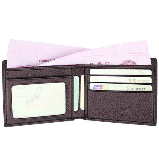Seven Wolves men's wallet full real leather belt zipper wallet short men's pure cowhide simple horizontal and vertical wallet soft leather brown horizontal