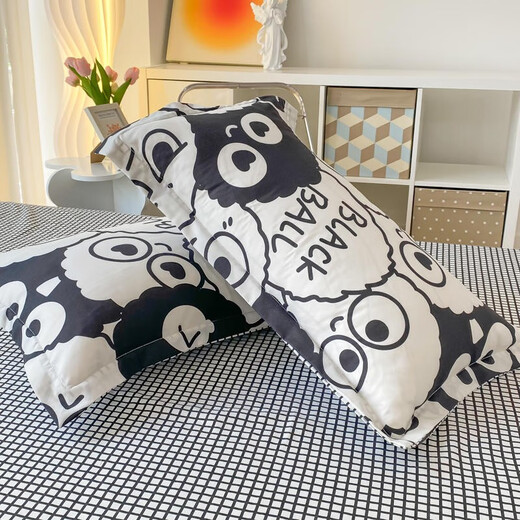 Yalu bed four-piece set, single simple hair-furted sheets and quilt covers, 4-piece set, double quilt winter quilt covers, bedding, cute coal balls, HS [buy 2 pieces and convenient to change] 1.8m four-piece set [quilt cover 180x220cm]