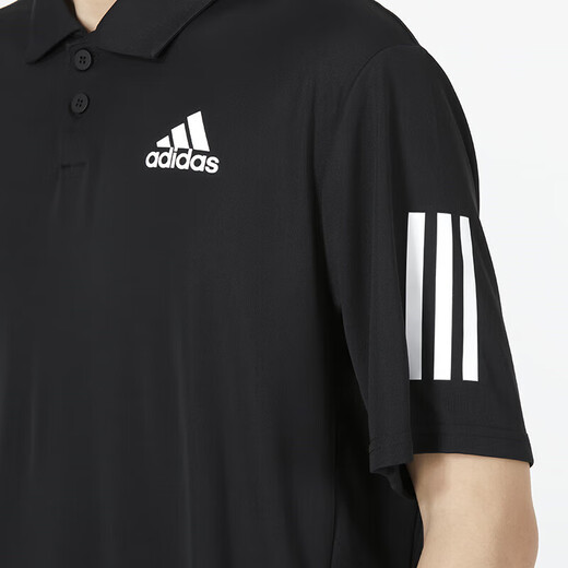 Adidas official men's POLO shirt 25 spring new lapel quick-drying breathable woven T-shirt short-sleeved HB6224/Autumn new/side three stripes/black M