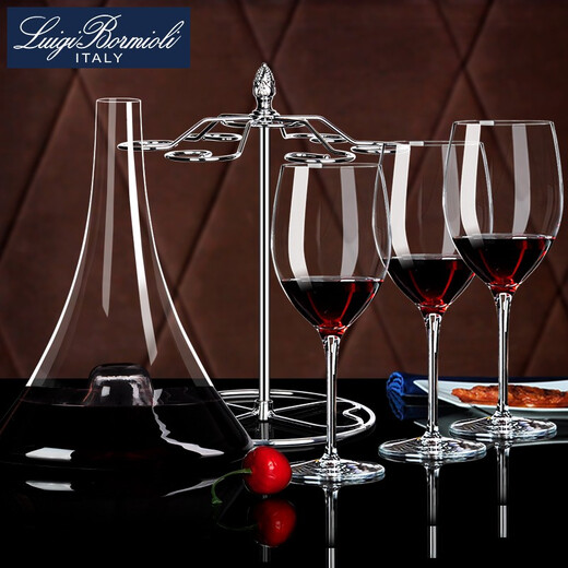 Luigi Pomioni imported crystal glass red wine glass decanter high-end household wine glass goblet wine jug wine set six 365ML + straight decanter