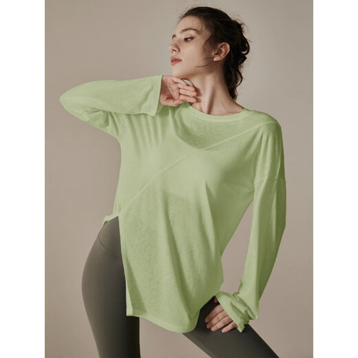 LULULOMDDW yoga wear for women, autumn and winter running loose blouse T-shirt Pilates training long-sleeved top fitness suit black M