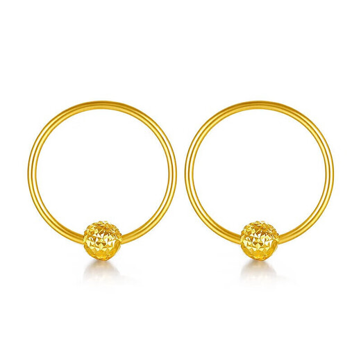 Liuguifu Jewelry Yellow 18K Gold Earrings Transfer Beads Circle Earrings Color Gold Earrings for Women EK0200011 Yellow 18K Gold