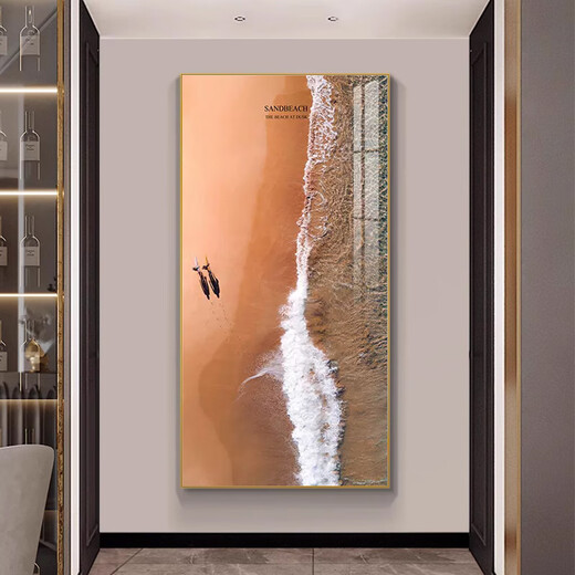 YIJLJ轻奢玄关画海景装饰画入户进门墙海滩壁画走廊自然风景画竖版挂画 栈桥风景12387 70*145+油画布画面+铝合金金框