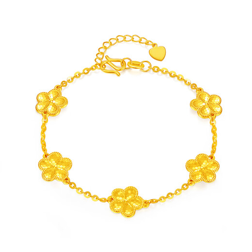 Traum Jinyuan Gold Armband gebrochener Bingbing Pfirsich Blüte 5g Fuß Gold Fünf Blumenarmband Geschenk für Freundin 18cm-Avout 6.8g