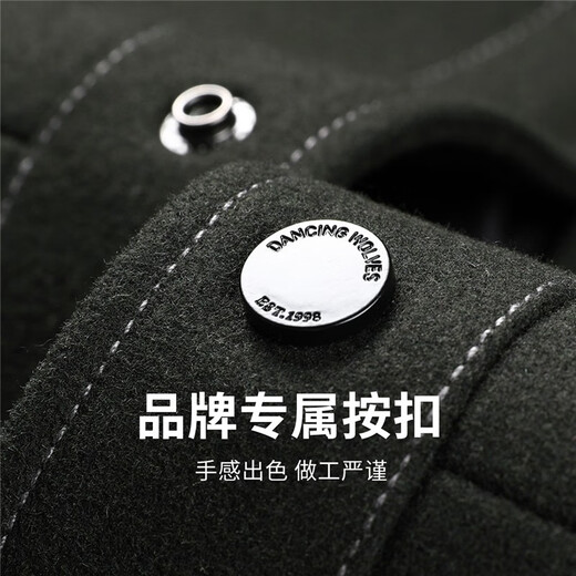 Dances with Wolves Down Liner Woolen Jacket Men's 2025 Autumn and Winter New Solid Color Warm Thickened Men's Jacket 1043 Dark Green 202 L (175)