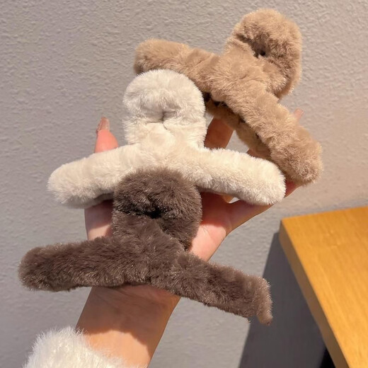 Lika Shi Hair Ball Hair Clip Back of Head Shark Clip Feminine Hair Clip Headwear Bangs Clip Hair Clip A02 Plush Dark Coffee (11CM)