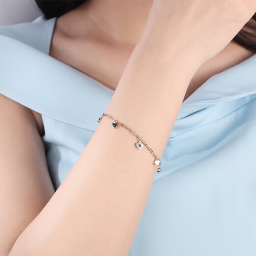 Yuan Shengfu's new PT950 fashionable fancy four-leaf clover platinum bracelet, women's simple platinum bracelet, 4.15 grams, adjustable length 14.5-16.5cm