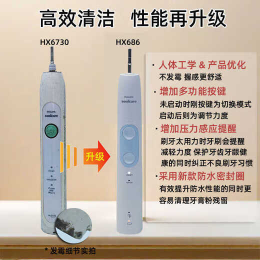 飞利浦PHILIPS电动牙刷HX6730升级款声波正畸软毛HX686P替换充电器原装正品 HX686P单主机+刷头*1支[无盒]
