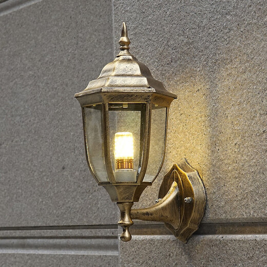 Yilin European-style outdoor wall lamp, retro courtyard garden corridor lighting, balcony outdoor waterproof lamp, wall lamp, garden lamp, bronze (free 3-watt LED bulb)
