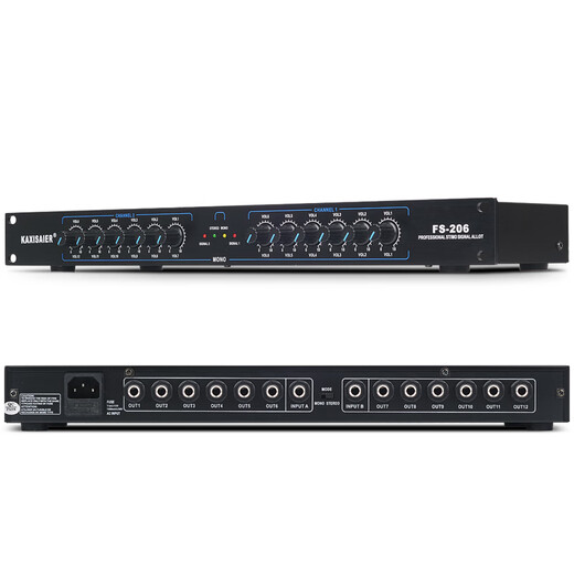KAXISAIER audio signal distributor 2-in-10-out gold-plated XLR stage line array performance multi-amplifier splitter FS-206 12-way 6.5 audio port