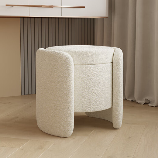Yete makeup stool for bedroom girls with storage and multifunctional makeup chair internet celebrity simple modern sherpa dressing table stool cream white