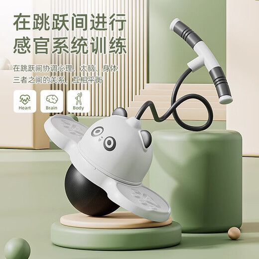 Yu Hao Jumping Ball Children's Elastic Balance Ball Flashing Light Sports Frog Jumping Pole Long-Height Magic Equipment Bounce Ball Panda Style (Thickened Explosion-proof)