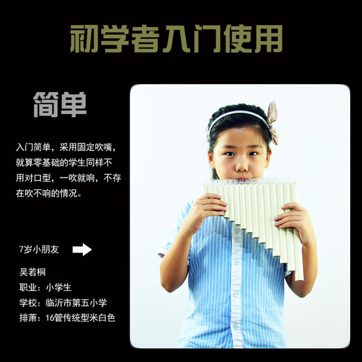 京韵排箫16管18管双排树脂塑料乐器初学者演奏 学生CVG 32管双排排箫米白色