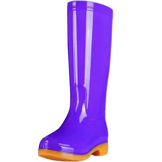 Beiyipin high-top women's rain boots, non-slip water shoes, waterproof shoes for rainy days, mid-top adult rain boots, rubber boots, rain boots for women, summer labor protection 815 purple high tube-thick style (no velvet) 38