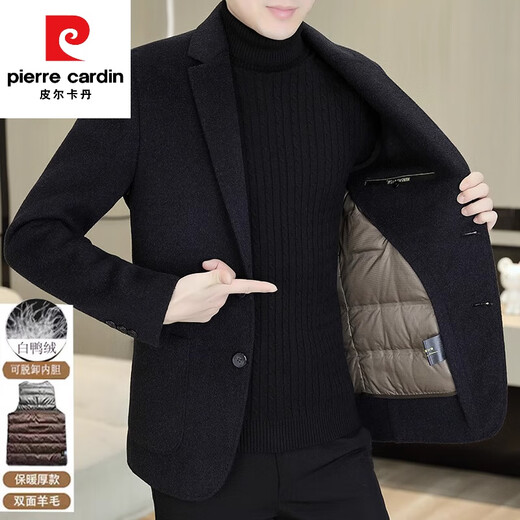 Pierre Cardin Cashmere Coat Men's Thick Wool Suit Autumn and Winter Short Down Liner Double-Sided Wool Jacket Men's Winter Camel HYX-6802 Short Wool Double-Sided Wool Suit 3XL 160-175Jin Jin is equal to 0.5 kg