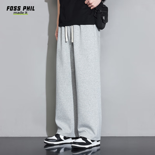 Foss Phil casual pants men's autumn and winter vertical loose wide-leg trousers sports pants men's 926 light gray L