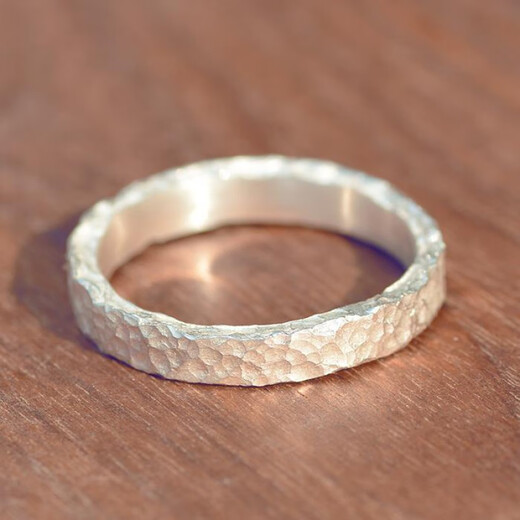 BXE Moon Awakening Southern Hammer Pattern Ring 999 sterling silver men's handmade custom ancient closed mouth crater couple's ring XXL single Hong Kong code 21-22