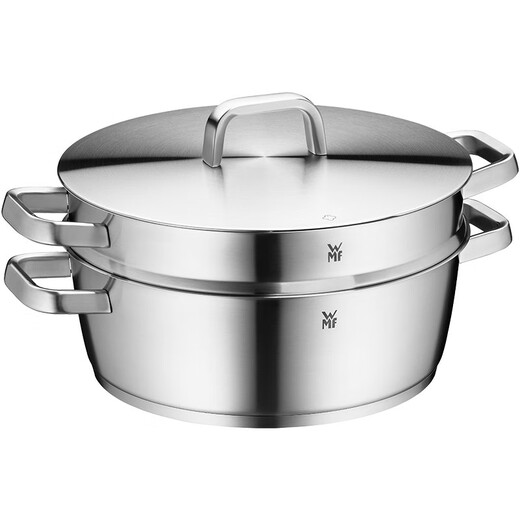 WMF Futengbao stainless steel steamer double-layer steamer soup steamer stainless steel stew pot household steaming dual-purpose pot Iconic series steamer 2 layers 28cm