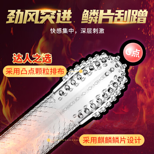 Sixth Sense Wolf Teeth Contraceptive Condoms Four-Pack Physical Delay Extended Thick Threaded Granule Semen Locking Ring Sex Toys