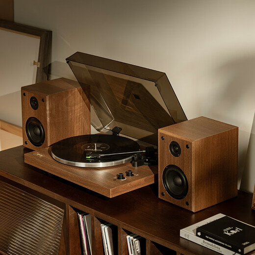 ARKROCKET CASINI retro Bluetooth vinyl record player professional-grade LP film gramophone split type with audio moving magnetic needle machine birthday gift ornament walnut brown