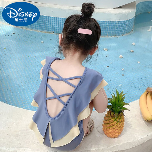 Disney (Disney) children's swimsuit girls swimsuit one-piece little baby cute baby ins princess summer dress little girl swimsuit girls haze blue swimsuit 90 positive size not small