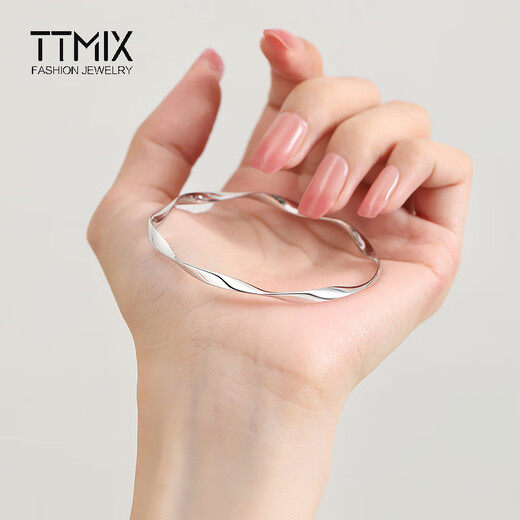 TTMIX platinum bracelet women's pt950 Mobius bracelet platinum smooth plain circle bracelet gift 58mm weight 14.1-14.3g
