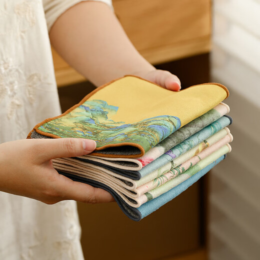 Tang Feng absorbent tea towel household painted Zen rag pot towel tea table special tea set towel new Chinese style fabric suede tea towel (bamboo peace)