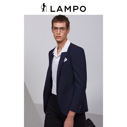 Blue Leopard (LAMPO) houndstooth texture all-season suit men's business slim wool business suit top dark blue (suit) 52 (180/104) R