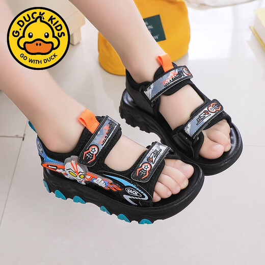 G.duck Little Yellow Duck Boys Ultraman Sandals 2026 Summer New Light Soft Sole Baby Sports Running Children's Beach Shoes Red 28 Inner Length 17.2cm