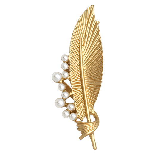 Caizhi feather brooch for women retro all-match corsage pin suit accessories matte gold 1 piece