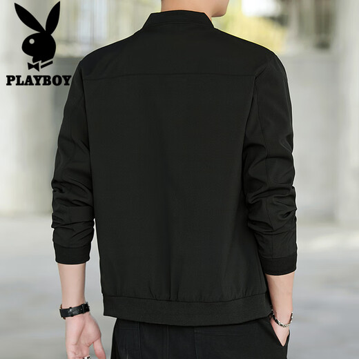Playboy (PLAYBOY) jacket men's coat men's autumn and winter tops casual trendy slim baseball uniform black 2XL