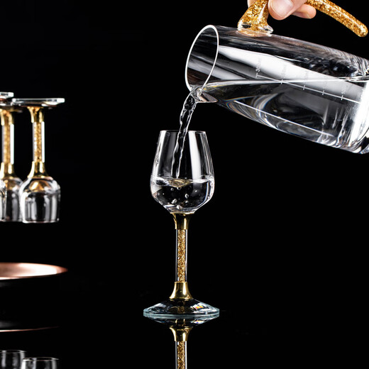 GOERGO crystal glass tall gold foil white wine glass, one cup, one or two glasses, tall glass holder set, gold foil tall white wine glass 50ML*1 piece