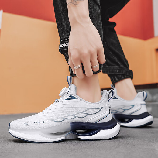 
Caotu (CAOTU) men's shoes spring and summer breathable sports and casual men's trendy shoes men's mesh shock-absorbing running shoes men's thick-soled dad shoes men 9888 white lan [mesh style] 40 standard code