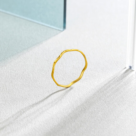 Saturday Fortune (ZLF) Gold Ring Women's Pure Gold Creative Ripple Ring Ring Car Flower Thin Circle Personalized Ring Price No. 16 - 0.79g