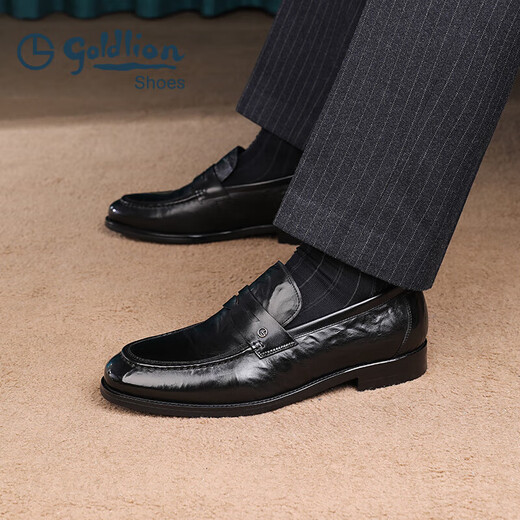 Zapatos de hombres Goldlion Shoes Casual Zapatos de moda Personalidad de cuero Combinados mocasines G582330093AAA Black 41