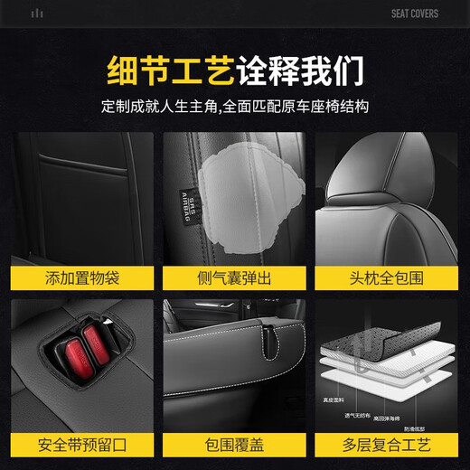 智汇标致5008 2008 4008座套坐垫真皮全包3008专用四季通用汽车全包围 七座真皮款【原车纹路全包围高端定制】【备注颜色】 15-25年款标致全系定制座套