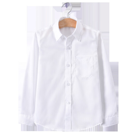 Xin Yueqing boys' white shirt long-sleeved pure cotton new style fashionable no-iron spring and autumn children's performance white shirt white pocket long-sleeved black tie 150