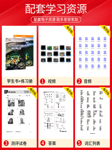 美国地理新版WonderfulWorld123456级别缤纷世界1-6年级美国小学英语教材英文原版教材我们的奇妙世界英文课 Wonderful World 5级别(书本+练习