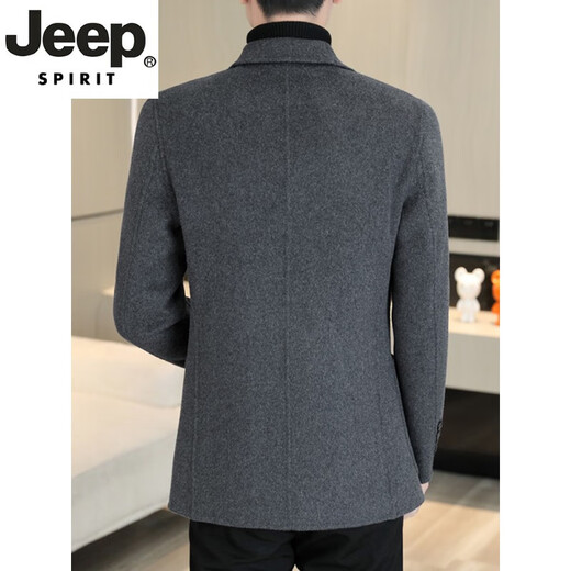 JEEP SPIRIT wool suit men's business casual double-sided woolen coat youth fashion high-end cashmere suit woolen coat 8803 black wool double-sided woolen suit M suitable for 95-120Jin Jin equals 0.5 kg