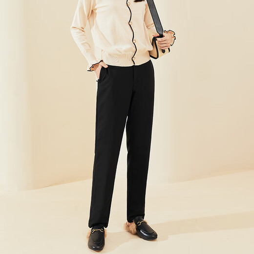 Langsha Down Pants Women's Outerwear Autumn and Winter Casual Suit Pants High Waist Plus Velvet Thickened Narrow Harem Small Foot White Goose Down Straight Leg Pants