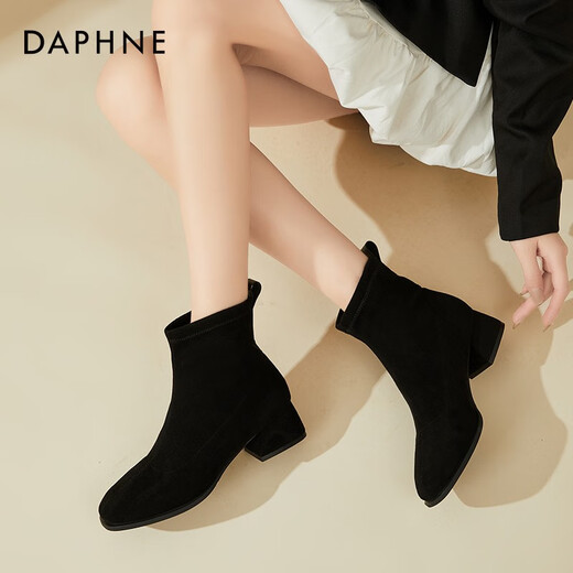 Daphne Matte короткие ботинки для женщин весной и осенью 2023 г. Новые сапоги для овчины одиночные сапоги ретро толстые каблуки Тонкие ботинки Martin Boots Black 37