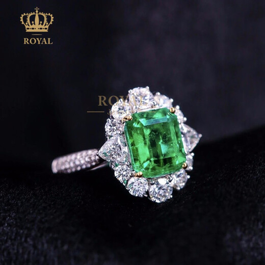 ROYALPICK emerald ring Colombian Muzou mine 3.08CT women's ring 18K gold diamond gift for Wife's Day birthday gift 3.08 carat emerald ring