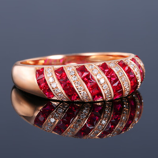 Haikai Ruby Ring Women's 18K Gold Rose Gold Inlaid Diamond Colored Jewelry Chinese Valentine's Day Gift